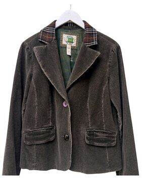 ETT Twa Corduroy Blazer Olive Brown Size 8 Artsy Casual Jacket Anthropologie